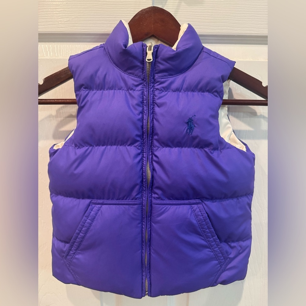 Polo by Ralph Lauren Purple Quilted Puffer Vest with Navy Logo
